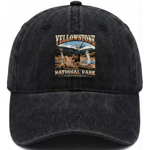 Yellowstone National Park Do Not Pet The Fluffy Cows Washed Cotton Baseball Cap