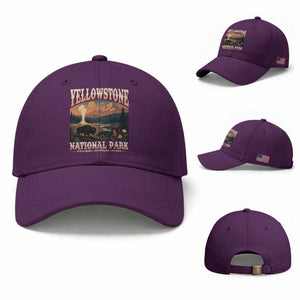 Yellowstone National Park Wyoming Montana Idaho Baseball Cap Vintage Bison Geyser