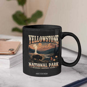Yellowstone National Park Wyoming Montana Idaho Coffee Mug Vintage Bison Geyser