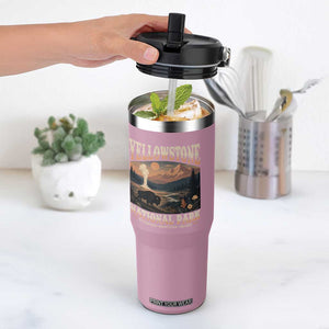 Yellowstone National Park Wyoming Montana Idaho Flip Straw Tumbler Vintage Bison Geyser