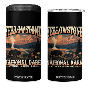 Yellowstone National Park Wyoming Montana Idaho 4 in 1 Can Cooler Tumbler Vintage Bison Geyser