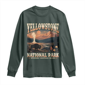 Yellowstone National Park Wyoming Montana Idaho Long Sleeve Shirt Vintage Bison Geyser