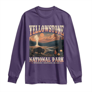 Yellowstone National Park Wyoming Montana Idaho Long Sleeve Shirt Vintage Bison Geyser