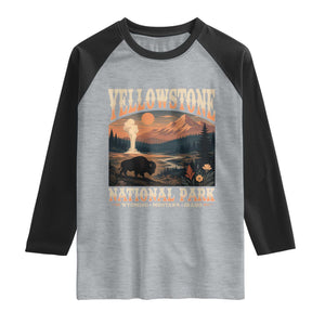 Yellowstone National Park Wyoming Montana Idaho Raglan Shirt Vintage Bison Geyser