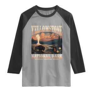 Yellowstone National Park Wyoming Montana Idaho Raglan Shirt Vintage Bison Geyser