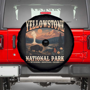 Yellowstone National Park Wyoming Montana Idaho Spare Tire Cover Vintage Bison Geyser