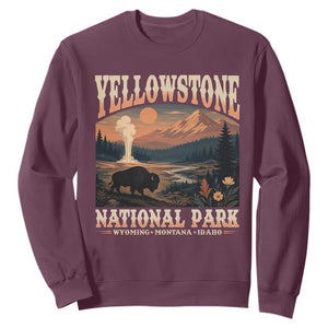 Yellowstone National Park Wyoming Montana Idaho Sweatshirt Vintage Bison Geyser