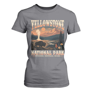 Yellowstone National Park Wyoming Montana Idaho T Shirt For Women Vintage Bison Geyser