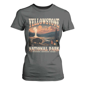 Yellowstone National Park Wyoming Montana Idaho T Shirt For Women Vintage Bison Geyser