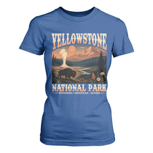 Yellowstone National Park Wyoming Montana Idaho T Shirt For Women Vintage Bison Geyser