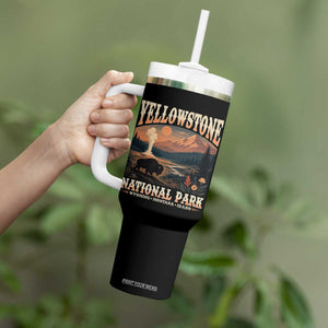 Yellowstone National Park Wyoming Montana Idaho Tumbler With Handle Vintage Bison Geyser
