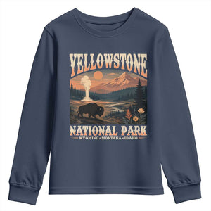 Yellowstone National Park Wyoming Montana Idaho Youth Sweatshirt Vintage Bison Geyser