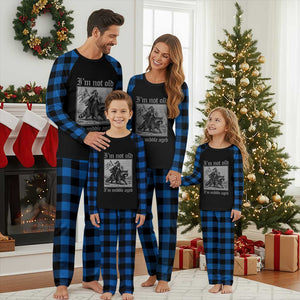 I Am Not Old I Am Middle Aged Plaid Pajama Set Medieval Knight Riding Raccoon Funny Ren Faire TS11 Blue Plaid Print Your Wear