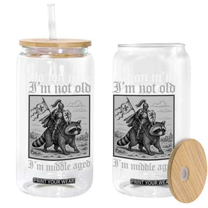 I Am Not Old I Am Middle Aged Glass Can Medieval Knight Riding Raccoon Funny Ren Faire