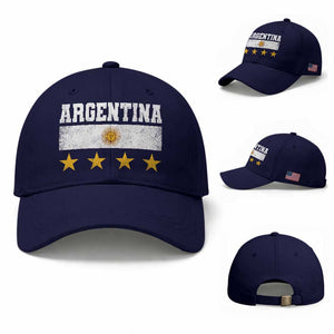 Argentina Champions 2026 4th Star Baseball Cap Vintage Sol De May and Stripes
