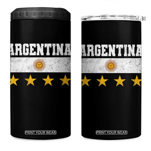 Argentina Champions 2026 4th Star 4 in 1 Can Cooler Tumbler Vintage Sol De May and Stripes