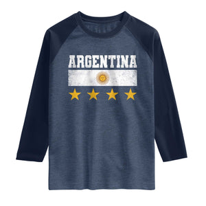 Argentina Champions 2026 4th Star Raglan Shirt Vintage Sol De May and Stripes