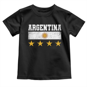 Argentina Champions 2026 4th Star Toddler T Shirt Vintage Sol De May and Stripes
