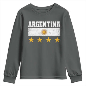 Argentina Champions 2026 4th Star Youth Sweatshirt Vintage Sol De May and Stripes