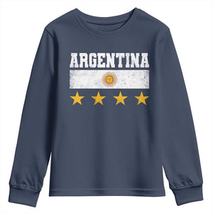 Argentina Champions 2026 4th Star Youth Sweatshirt Vintage Sol De May and Stripes