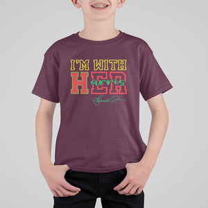 Harris Supporter T Shirt For Kid I'm With Her Kamala Harris Political Election 2024 TS11 Maroon Print Your Wear