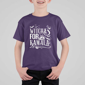 Harris Supporter T Shirt For Kid Witches For Kamala Mysterious Bat Cat Cauldron Broom TS11 Purple Print Your Wear