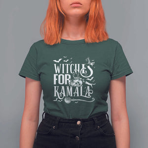 Harris Supporter T Shirt For Women Witches For Kamala Mysterious Bat Cat Cauldron Broom TS11 Dark Forest Green Print Your Wear