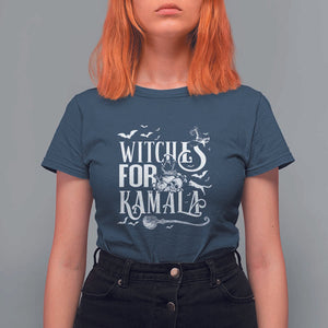 Harris Supporter T Shirt For Women Witches For Kamala Mysterious Bat Cat Cauldron Broom TS11 Navy Print Your Wear