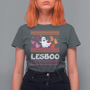 Funny Halloween Lesbian T Shirt For Women Lesboo Ghost Bat LGBT Graveyard TS11 Dark Heather Print Your Wear