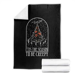 Halloween Christmas Throw Blanket Tis The Season To Be Creepy Xmas Tree Skeleton Snowy TS11 Black Print Your Wear