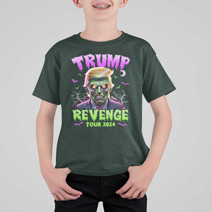 Funny Trump Halloween T Shirt For Kid Trump Revenge Tour 2024 Scary Zombie Bat Moon TS11 Dark Forest Green Print Your Wear