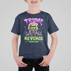 Funny Trump Halloween T Shirt For Kid Trump Revenge Tour 2024 Scary Zombie Bat Moon TS11 Navy Print Your Wear