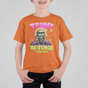 Funny Trump Halloween T Shirt For Kid Trump Revenge Tour 2024 Scary Zombie Bat Moon TS11 Orange Print Your Wear