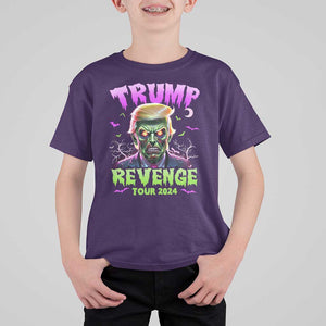 Funny Trump Halloween T Shirt For Kid Trump Revenge Tour 2024 Scary Zombie Bat Moon TS11 Purple Print Your Wear
