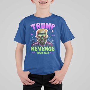 Funny Trump Halloween T Shirt For Kid Trump Revenge Tour 2024 Scary Zombie Bat Moon TS11 Royal Blue Print Your Wear