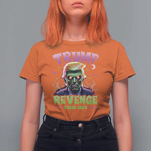 Funny Trump Halloween T Shirt For Women Trump Revenge Tour 2024 Scary Zombie Bat Moon TS11 Orange Print Your Wear