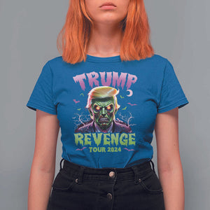 Funny Trump Halloween T Shirt For Women Trump Revenge Tour 2024 Scary Zombie Bat Moon TS11 Royal Blue Print Your Wear