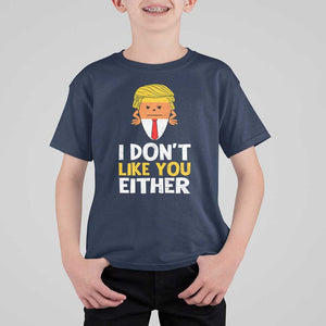 Funny Trump Halloween T Shirt For Kid I Don't Like You Either Candy Corn Blond Hair TS11 Navy Print Your Wear
