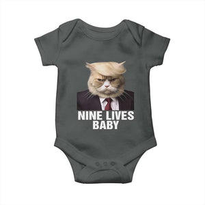 Funny Trump Supporter Baby Onesie Nine Lives Baby Trump Blond Hair Cat Cute Pet TS11 Dark Heather Print Your Wear