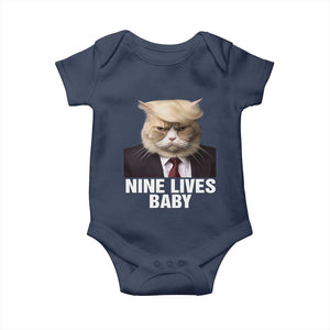 Funny Trump Supporter Baby Onesie Nine Lives Baby Trump Blond Hair Cat Cute Pet TS11 Navy Print Your Wear