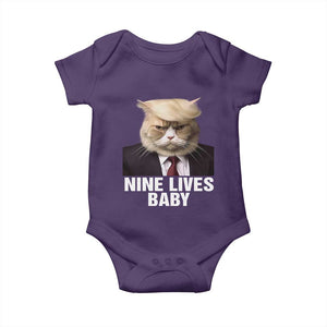 Funny Trump Supporter Baby Onesie Nine Lives Baby Trump Blond Hair Cat Cute Pet TS11 Purple Print Your Wear
