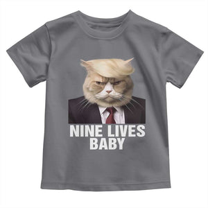 Funny Trump Supporter Baby Shirt Nine Lives Baby Trump Blond Hair Cat Cute Pet TS11 Charcoal Print Your Wear