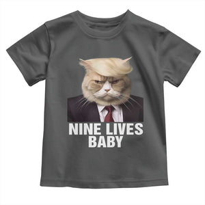 Funny Trump Supporter Baby Shirt Nine Lives Baby Trump Blond Hair Cat Cute Pet TS11 Dark Heather Print Your Wear