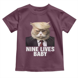 Funny Trump Supporter Baby Shirt Nine Lives Baby Trump Blond Hair Cat Cute Pet TS11 Maroon Print Your Wear