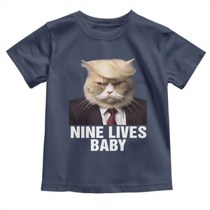 Funny Trump Supporter Baby Shirt Nine Lives Baby Trump Blond Hair Cat Cute Pet TS11 Navy Print Your Wear