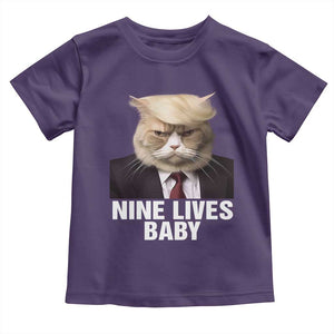 Funny Trump Supporter Baby Shirt Nine Lives Baby Trump Blond Hair Cat Cute Pet TS11 Purple Print Your Wear