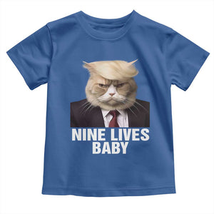 Funny Trump Supporter Baby Shirt Nine Lives Baby Trump Blond Hair Cat Cute Pet TS11 Royal Blue Print Your Wear