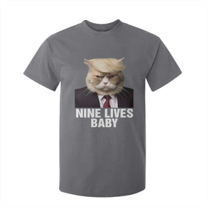 Funny Trump Supporter T Shirt For Kid Nine Lives Baby Trump Blond Hair Cat Cute Pet TS11 Charcoal Print Your Wear