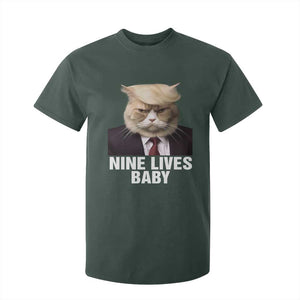 Funny Trump Supporter T Shirt For Kid Nine Lives Baby Trump Blond Hair Cat Cute Pet TS11 Dark Forest Green Print Your Wear