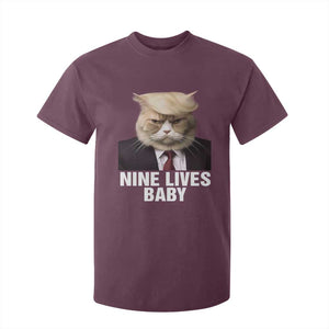 Funny Trump Supporter T Shirt For Kid Nine Lives Baby Trump Blond Hair Cat Cute Pet TS11 Maroon Print Your Wear